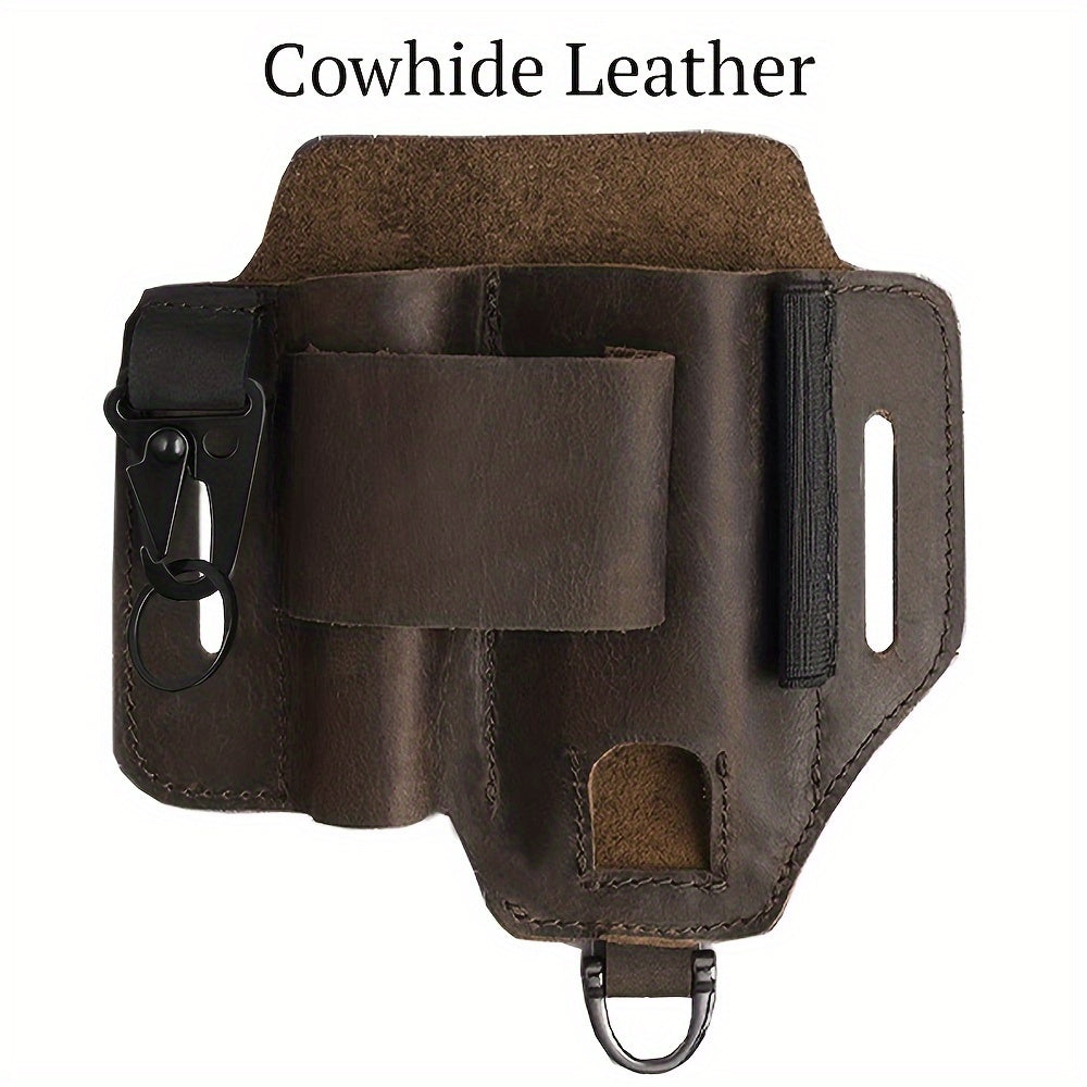 1pc Genuine Leather Multitool Waist Bag - Secure, Convenient Tool Holder with Accessories Storage - Perfect for Work, Daily Use, Fishing, Hunting, Foraging, and as a Practical Gift for Men
