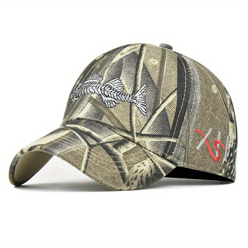 Fish Embroidery Peaked Cap Outdoor Fishing Lovers Baseball Cap For Men And Women