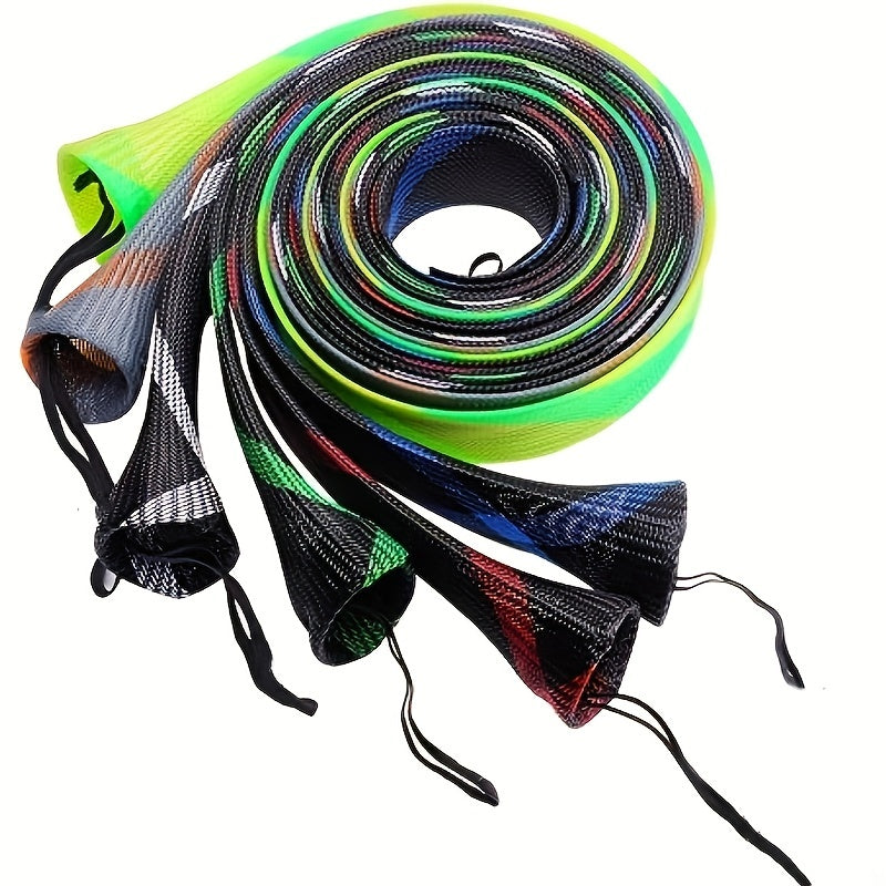6pcs Fishing Rod Sock: Protect Your Rod & Improve Your Casting Performance - Braided Mesh Rod Cover for Musky, Ice, Fly & Spey Rods