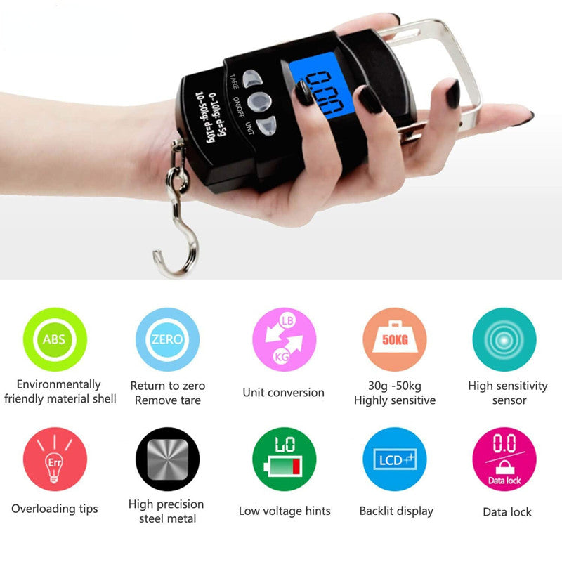 1pc Portable Digital Fishing Scale with Hanging Hook - Accurately Weigh Fish, Bags, Luggage, and More with High-Precision Measurements, Compact Design, and Convenient Carry-On Features for Outdoor Enthusiasts!