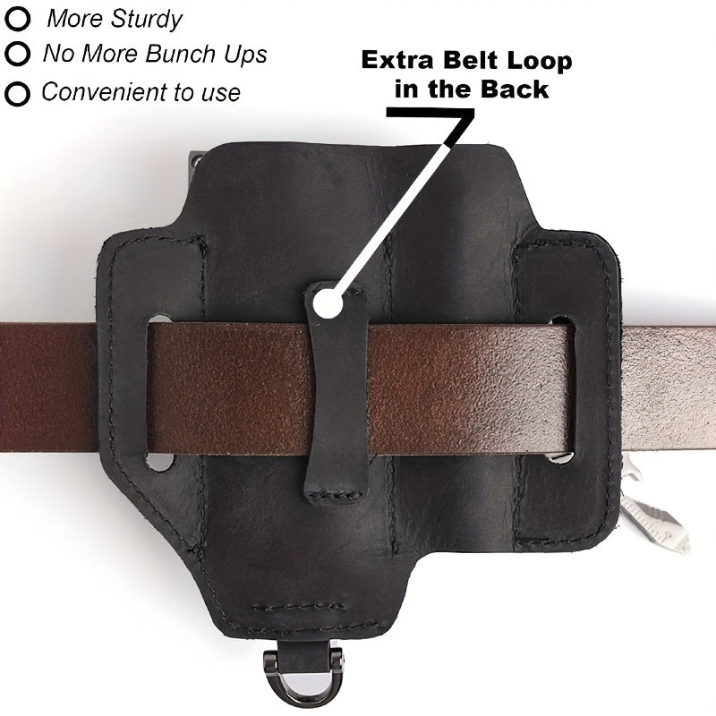 1pc Genuine Leather Multitool Waist Bag - Secure, Convenient Tool Holder with Accessories Storage - Perfect for Work, Daily Use, Fishing, Hunting, Foraging, and as a Practical Gift for Men