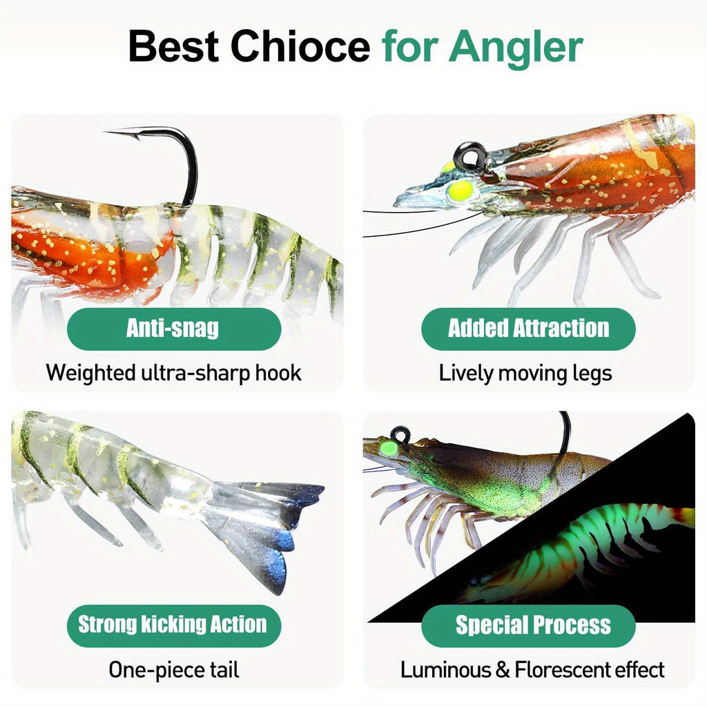 3pcs/lot Soft Lure, Shrimp Fishing Lures - Artificial Bait Soft Plastic Lures - For Freshwater & Saltwater Fishing - Suitable for Bass, Trout & More - Great Gift for Anglers