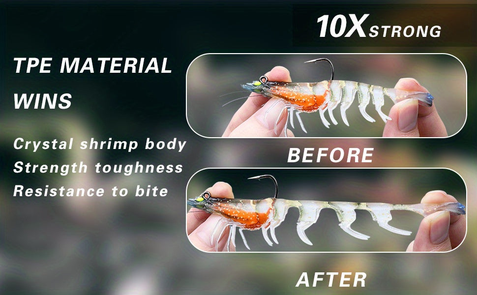 3pcs/lot Soft Lure, Shrimp Fishing Lures - Artificial Bait Soft Plastic Lures - For Freshwater & Saltwater Fishing - Suitable for Bass, Trout & More - Great Gift for Anglers