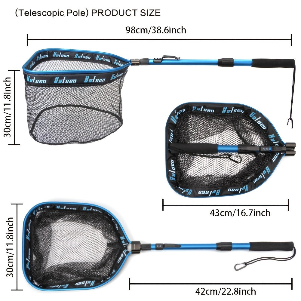YVLEEN Floating Fishing Net for Steelhead, Salmon, Fly, Kayak, Catfish, Bass, Trout Fishing, Rubber Coated Landing Net for Easy Catch & Release, Compact & Foldable for Easy Transportation & Storage, Best for Christmas