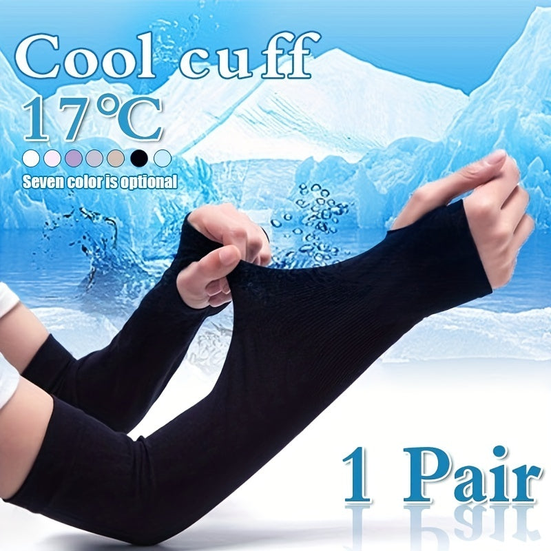 2pcs Women's Cooling Hand Covers in Ice Sliky Fiber Fabric for Running, Fishing, Cycling