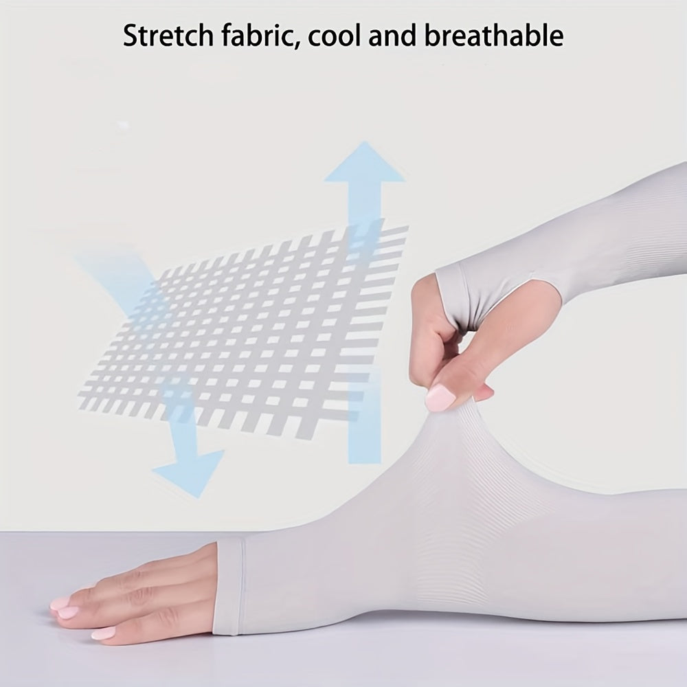 2pcs Women's Cooling Hand Covers in Ice Sliky Fiber Fabric for Running, Fishing, Cycling
