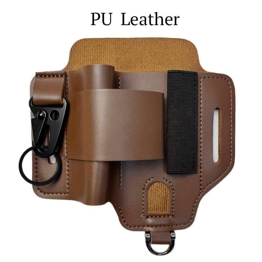 1pc Genuine Leather Multitool Waist Bag - Secure, Convenient Tool Holder with Accessories Storage - Perfect for Work, Daily Use, Fishing, Hunting, Foraging, and as a Practical Gift for Men