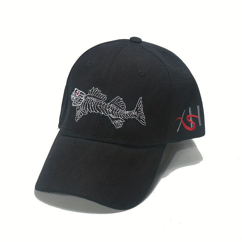 Fish Embroidery Peaked Cap Outdoor Fishing Lovers Baseball Cap For Men And Women