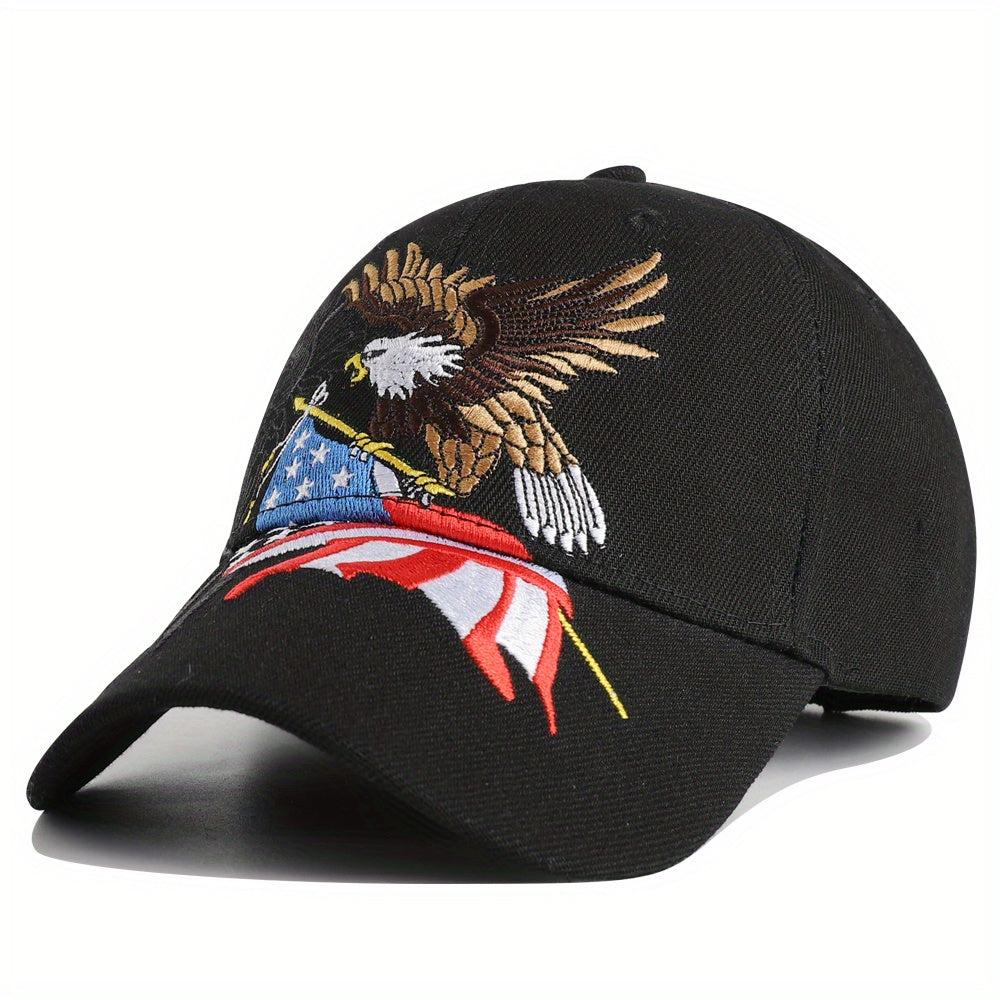 1pc Men's Eagle And Flag Embroidered USA Baseball Cap Breathable Unisex Outdoor Fishing Cap Dad Gift For Adjustable Trucker Hat Weekend Party Sun Hat