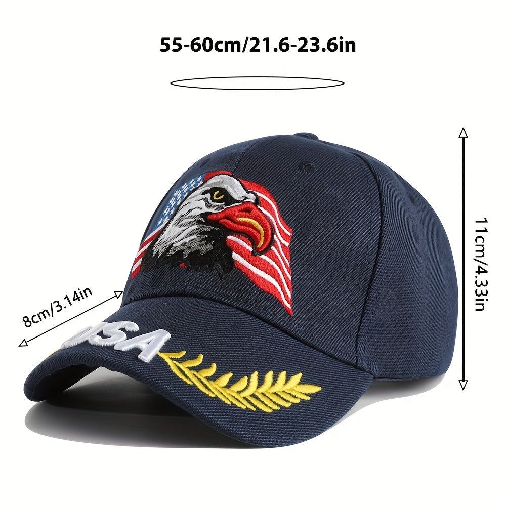 1pc Men's Eagle And Flag Embroidered USA Baseball Cap Breathable Unisex Outdoor Fishing Cap Dad Gift For Adjustable Trucker Hat Weekend Party Sun Hat
