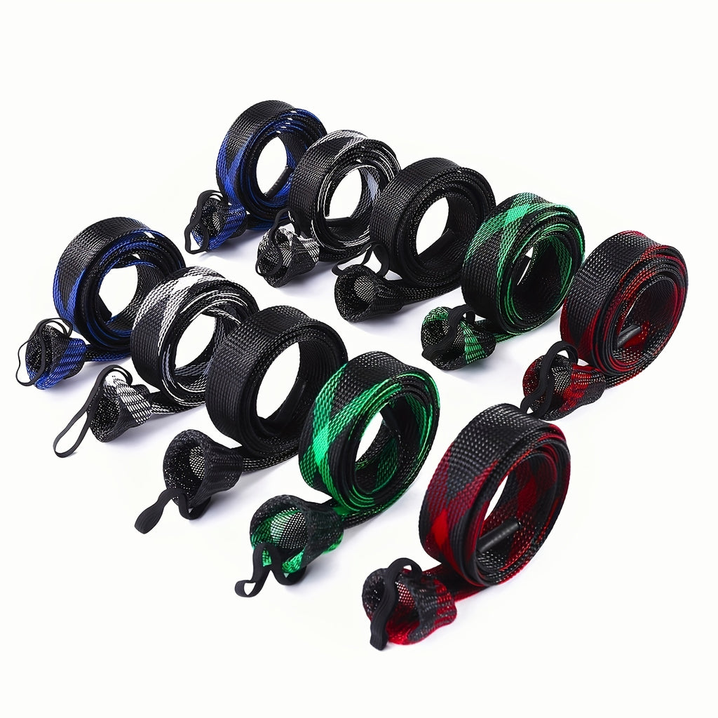 6pcs Fishing Rod Sock: Protect Your Rod & Improve Your Casting Performance - Braided Mesh Rod Cover for Musky, Ice, Fly & Spey Rods