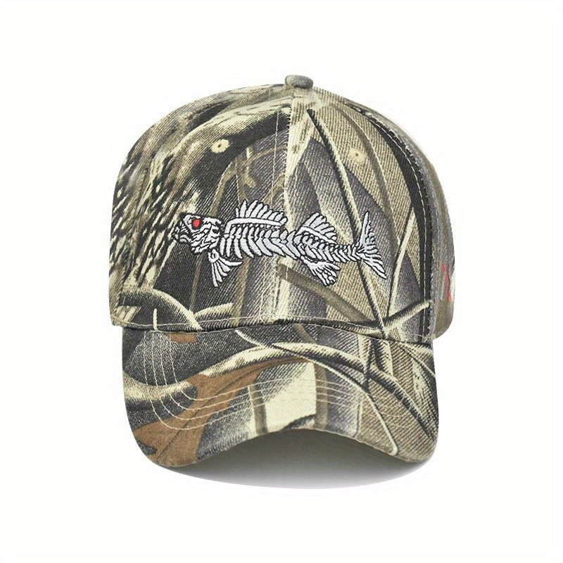 Fish Embroidery Peaked Cap Outdoor Fishing Lovers Baseball Cap For Men And Women