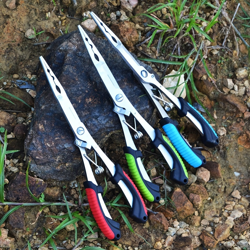 Premium Stainless Steel Fishing Pliers - Multifunctional Hook Remover, Line Cutter & Ring Opener