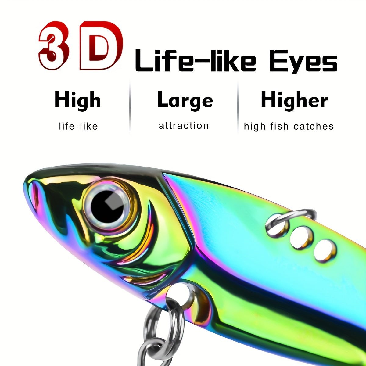 PROBEROS 1pc Colorful Vibration Sequin 5g-20g Long Casting VIB Fishing Lure Artificial Bass Bait Sinking Spinner Spoon Swimbait, with Artificial Feathers