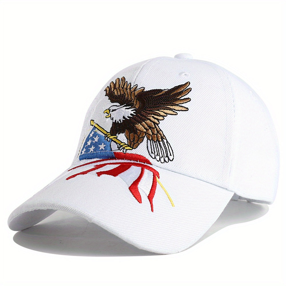 1pc Men's Eagle And Flag Embroidered USA Baseball Cap Breathable Unisex Outdoor Fishing Cap Dad Gift For Adjustable Trucker Hat Weekend Party Sun Hat